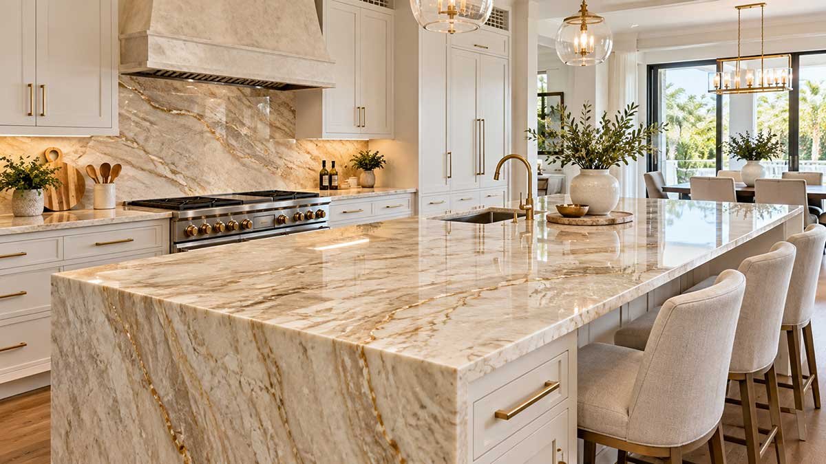 Luxury Taj Mahal Quartzite Kitchen