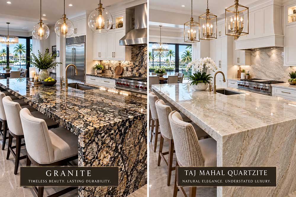 Granite and quartzite kitchen countertops compared for South Florida homeowners